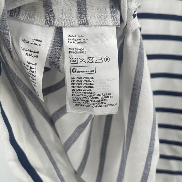 H&M L.O.GG Shirt Size 4 Women's Short Sleeve Stripes Nautical Navy White NWT - Picture 8 of 9